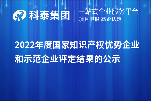 2022年度國家知識產(chǎn)權(quán)優(yōu)勢企業(yè)和示范企業(yè)評定結(jié)果的公示
