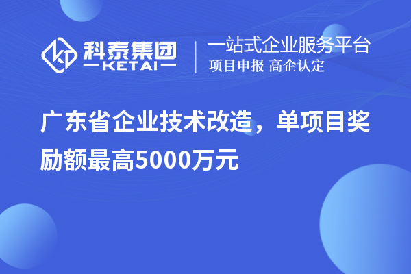 廣東省企業(yè)技術改造，單項目獎勵額最高5000萬元！