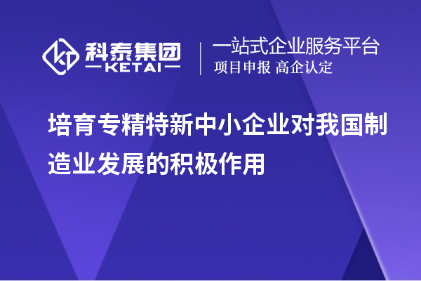 培育專精特新中小企業(yè)對(duì)我國制造業(yè)發(fā)展的積極作用