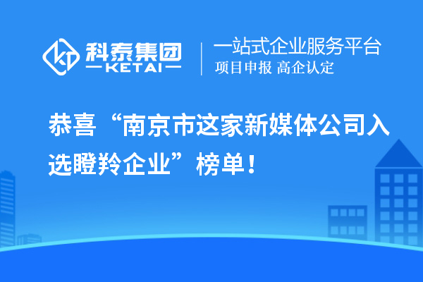 恭喜“南京市這家新媒體公司入選瞪羚企業(yè)”榜單！