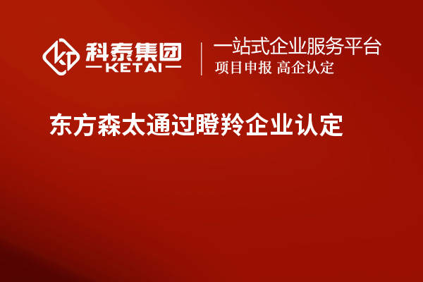 東方森太通過瞪羚企業(yè)認定
