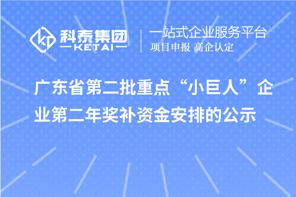 廣東省第二批重點“小巨人”企業(yè)第二年獎補(bǔ)資金安排的公示