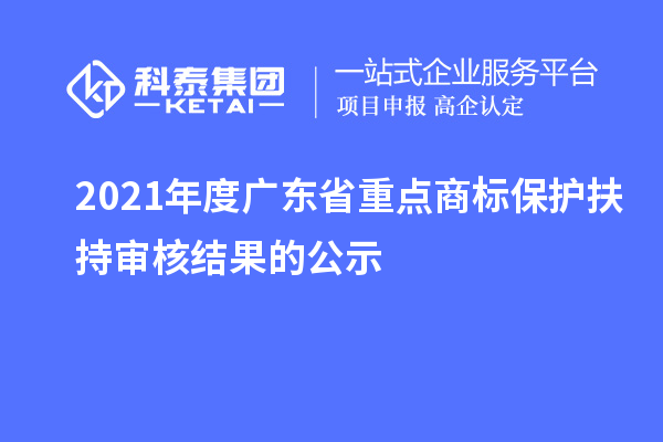 2021年度廣東省重點商標保護扶持審核結(jié)果的公示