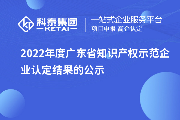 2022年度廣東省知識(shí)產(chǎn)權(quán)示范企業(yè)認(rèn)定結(jié)果的公示