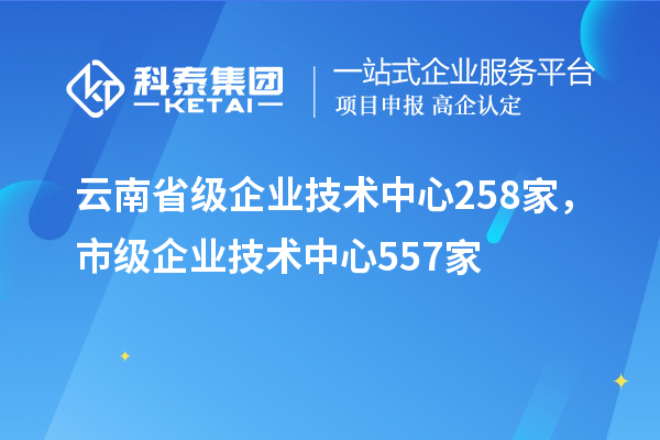 云南省級(jí)企業(yè)技術(shù)中心258家，市級(jí)企業(yè)技術(shù)中心557家