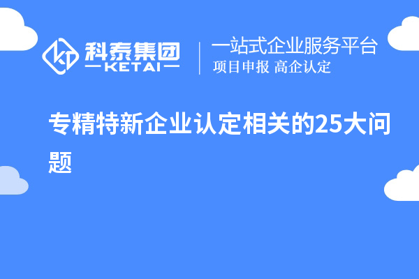 專精特新企業(yè)認定相關的25大問題