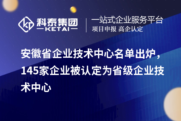 安徽省企業(yè)技術中心名單出爐，145家企業(yè)被認定為省級企業(yè)技術中心