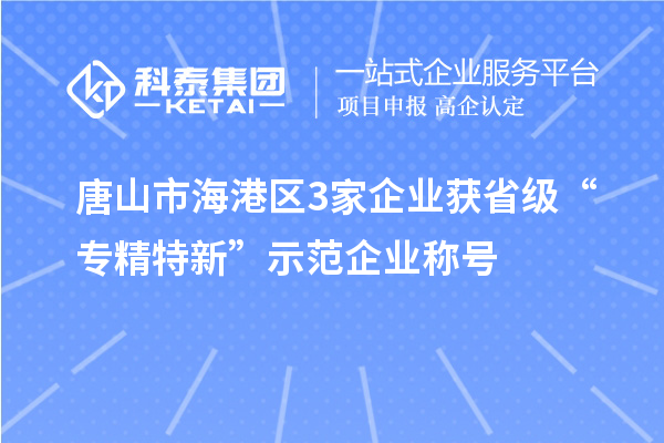 唐山市海港區(qū)3家企業(yè)獲省級(jí)“專精特新”示范企業(yè)稱號(hào)