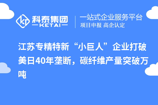 江蘇專精特新“小巨人”企業(yè)打破美日40年壟斷，碳纖維產(chǎn)量突破萬噸