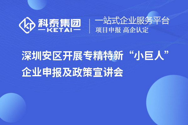 深圳安區(qū)開展專精特新“小巨人”企業(yè)申報(bào)及政策宣講會(huì)