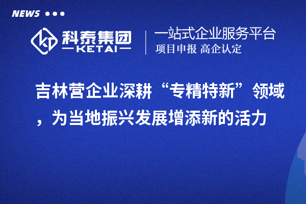 吉林營企業(yè)深耕“專精特新”領(lǐng)域，為當(dāng)?shù)卣衽d發(fā)展增添新的活力