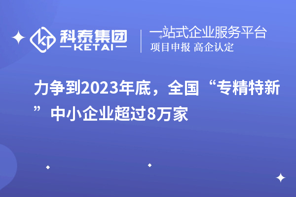力爭(zhēng)到2023年底，全國(guó)“專(zhuān)精特新”中小企業(yè)超過(guò)8萬(wàn)家