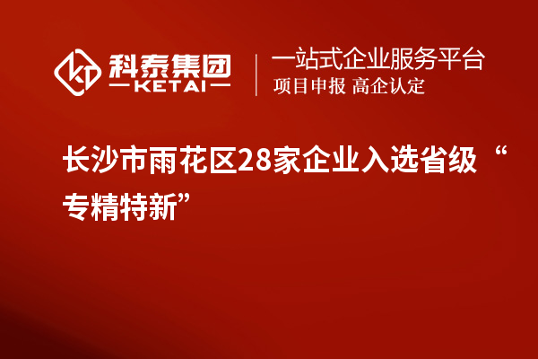長沙市雨花區(qū)28家企業(yè)入選省級(jí)“專精特新”