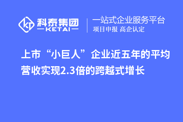 上市“小巨人”企業(yè)近五年的平均營收實(shí)現(xiàn)2.3倍的跨越式增長