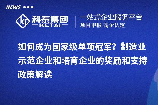 如何成為國(guó)家級(jí)單項(xiàng)冠軍？制造業(yè)示范企業(yè)和培育企業(yè)的獎(jiǎng)勵(lì)和支持政策解讀