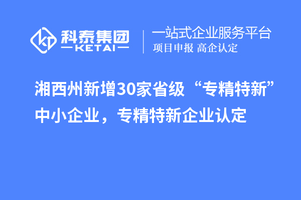 湘西州新增30家省級 “專精特新”中小企業(yè)，專精特新企業(yè)認(rèn)定