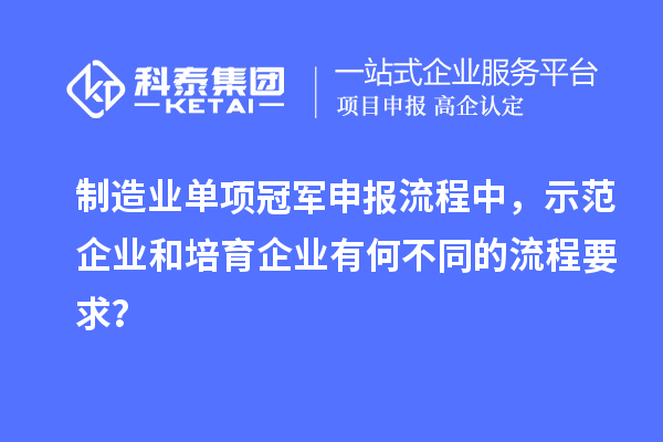 制造業(yè)單項冠軍申報流程中，示范企業(yè)和培育企業(yè)有何不同的流程要求？
