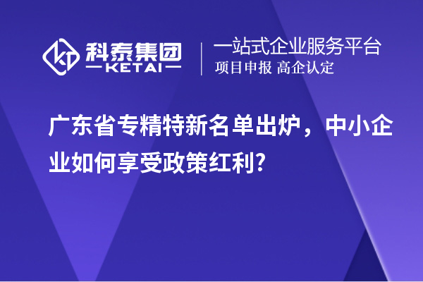 廣東省專精特新名單出爐，中小企業(yè)如何享受政策紅利?