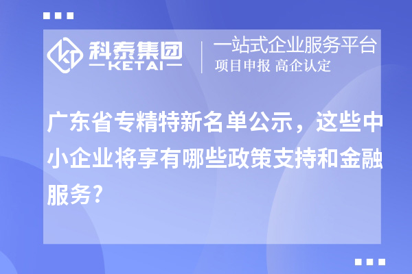 廣東省專精特新名單公示，這些中小企業(yè)將享有哪些政策支持和金融服務(wù)?