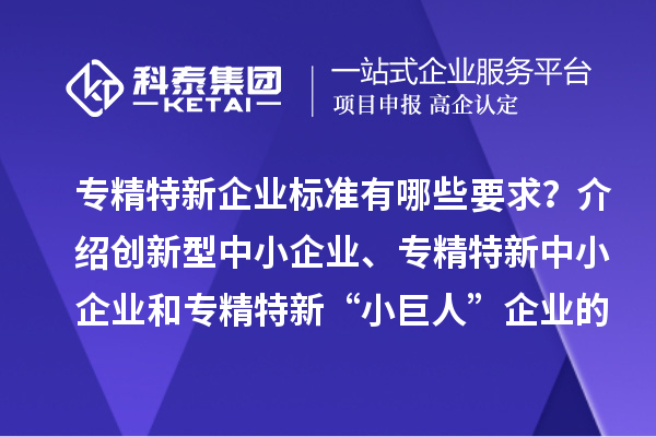 專精特新企業(yè)標(biāo)準(zhǔn)有哪些要求？介紹創(chuàng)新型中小企業(yè)、專精特新中小企業(yè)和專精特新“小巨人”企業(yè)的評(píng)價(jià)和認(rèn)定標(biāo)準(zhǔn)