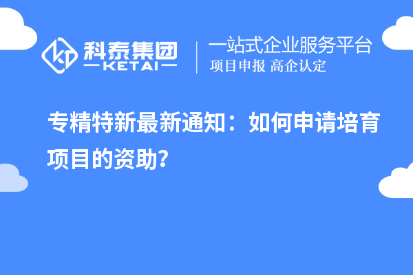 專精特新最新通知：如何申請培育項目的資助？