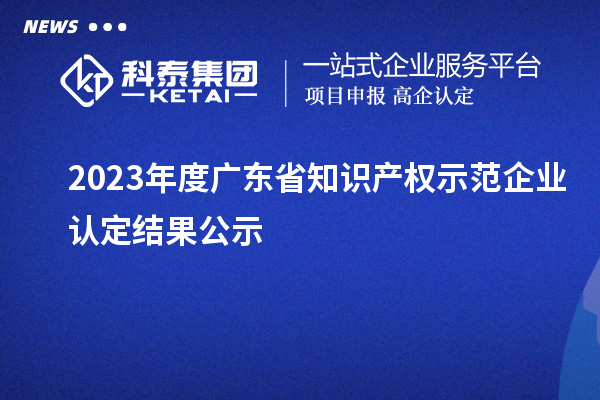 2023年度廣東省知識(shí)產(chǎn)權(quán)示范企業(yè)認(rèn)定結(jié)果公示