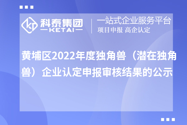 黃埔區(qū)2022年度獨角獸(潛在獨角獸)企業(yè)認定申報審核結(jié)果的公示