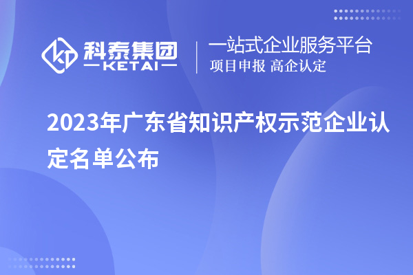 2023年廣東省知識產(chǎn)權(quán)示范企業(yè)認定名單公布