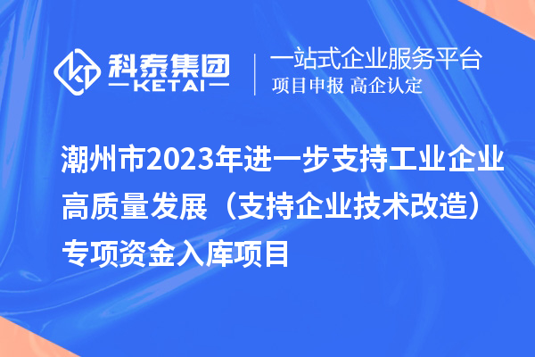 潮州市2023年進(jìn)一步支持工業(yè)企業(yè)高質(zhì)量發(fā)展（支持企業(yè)技術(shù)改造）專項資金入庫項目