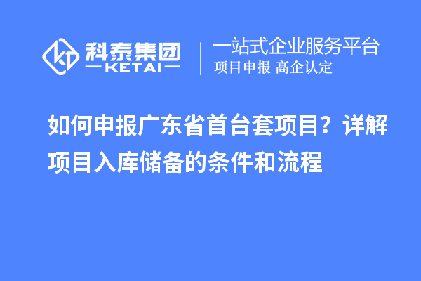 如何申報廣東省首臺套項目？詳解項目入庫儲備的條件和流程