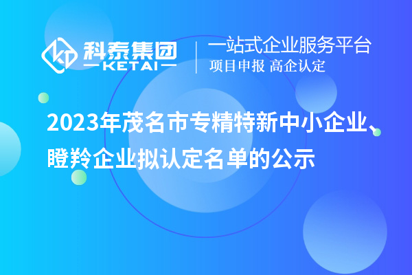 2023年茂名市專精特新中小企業(yè)、瞪羚企業(yè)擬認(rèn)定名單的公示