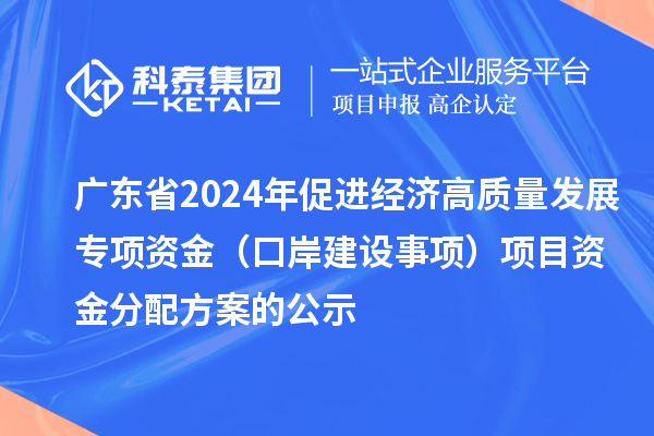 廣東省2024年促進經(jīng)濟高質量發(fā)展專項資金（口岸建設事項）項目資金分配方案的公示