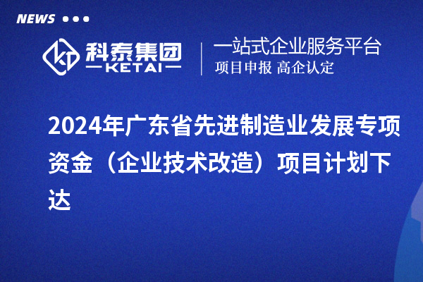 2024年廣東省先進制造業(yè)發(fā)展專項資金（企業(yè)技術(shù)改造）項目計劃下達