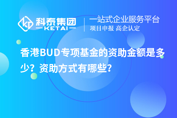 香港BUD專項基金的資助金額是多少？資助方式有哪些？
