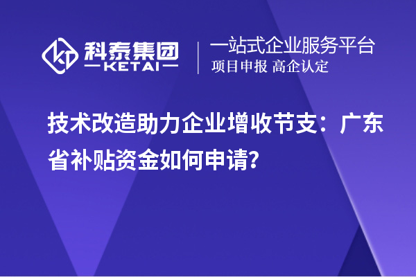 技術(shù)改造助力企業(yè)增收節(jié)支：廣東省補(bǔ)貼資金如何申請(qǐng)？