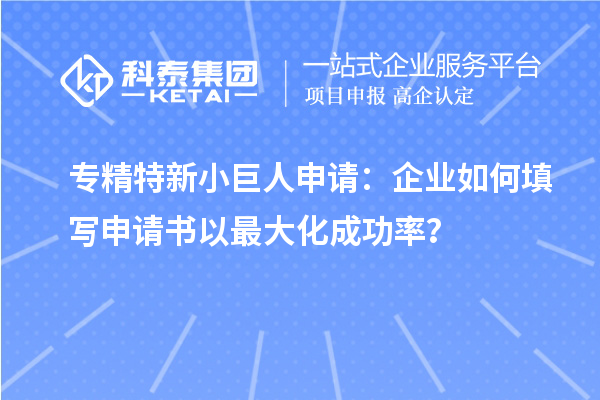 專精特新小巨人申請：企業(yè)如何填寫申請書以最大化成功率？