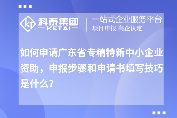 如何申請(qǐng)廣東省專精特新中小企業(yè)資助，申報(bào)步驟和申請(qǐng)書填寫技巧是什么？