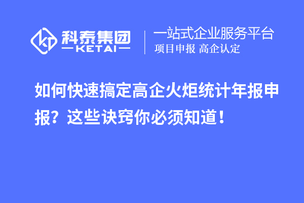 如何快速搞定高企火炬統(tǒng)計年報申報？這些訣竅你必須知道！