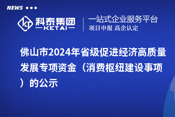 佛山市2024年省級促進經(jīng)濟高質(zhì)量發(fā)展專項資金（消費樞紐建設事項）的公示