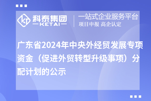 廣東省2024年中央外經(jīng)貿(mào)發(fā)展專項資金（促進外貿(mào)轉型升級事項）分配計劃的公示