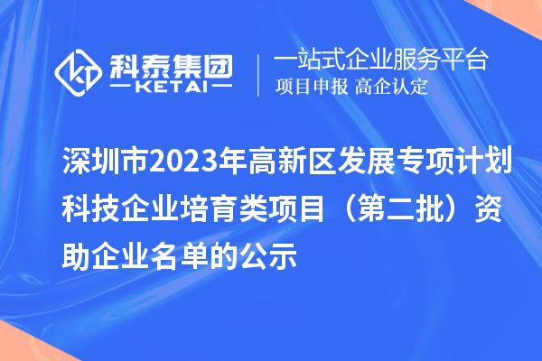 深圳市2023年高新區(qū)發(fā)展專項(xiàng)計(jì)劃科技企業(yè)培育類項(xiàng)目(第二批)資助企業(yè)名單的公示