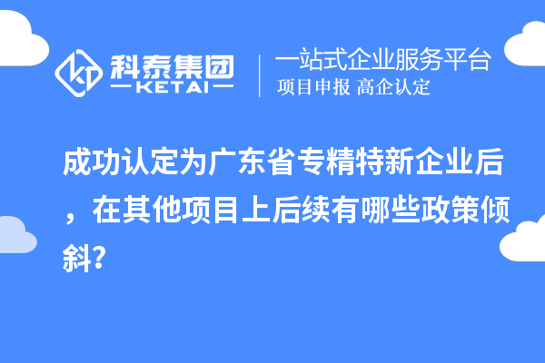 成功認(rèn)定為廣東省專精特新企業(yè)后，在其他項目上后續(xù)有哪些政策傾斜？