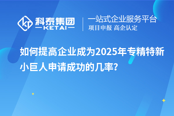 如何提高企業(yè)成為2025年專(zhuān)精特新小巨人申請(qǐng)成功的幾率？