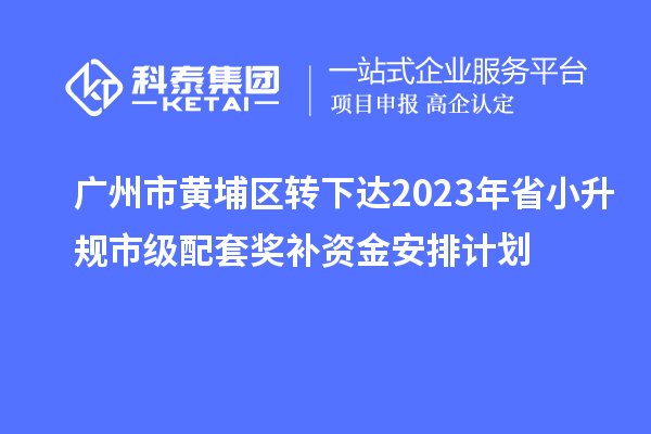 廣州市黃埔區(qū)轉(zhuǎn)下達(dá)2023年省小升規(guī)市級配套獎補(bǔ)資金安排計(jì)劃