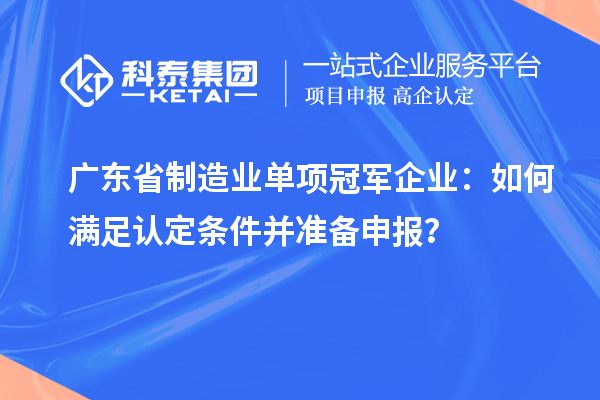 廣東省制造業(yè)單項冠軍企業(yè)：如何滿足認定條件并準備申報？