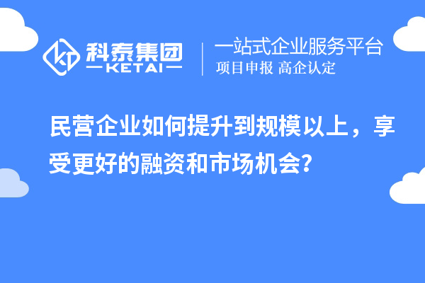 民營(yíng)企業(yè)如何提升到規(guī)模以上，享受更好的融資和市場(chǎng)機(jī)會(huì)？