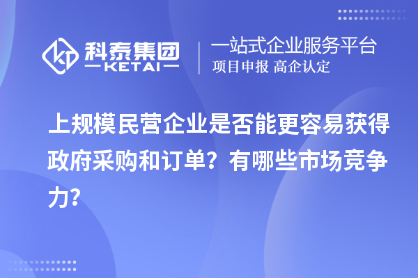 上規(guī)模民營(yíng)企業(yè)是否能更容易獲得政府采購(gòu)和訂單？有哪些市場(chǎng)競(jìng)爭(zhēng)力？