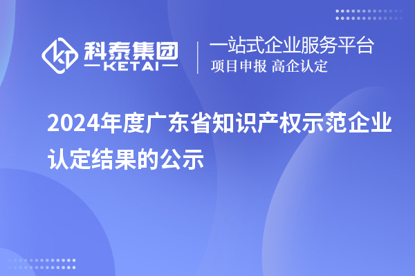 2024年度廣東省知識產(chǎn)權示范企業(yè)認定結(jié)果的公示