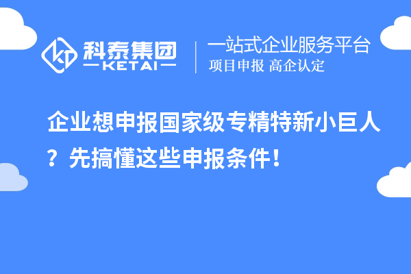 企業(yè)想申報國家級專精特新小巨人？先搞懂這些申報條件！