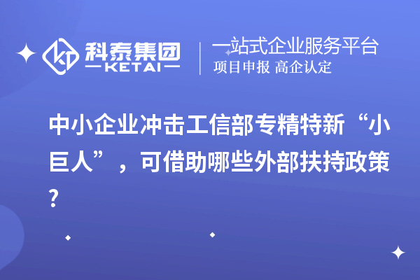 中小企業(yè)沖擊工信部專精特新 “小巨人”，可借助哪些外部扶持政策?